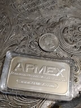 APMEX Silver Bar with Coin - Silver Tone